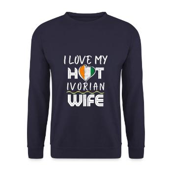Funny I Love My Hot Ivorian Wife Husband - Unisex Sweatshirt - navy - Front - Alina (178cm) & Michal (187cm)