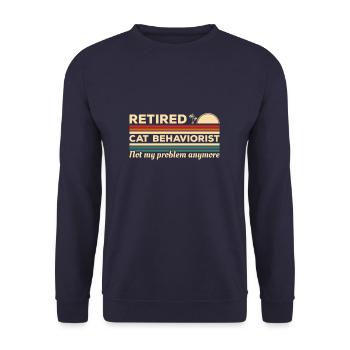 Pensionierter Katzenverhaltensforscher nicht mehr mein Problem - Unisex Pullover - Navy - Vorne - Alina (178cm) & Michal (187cm)