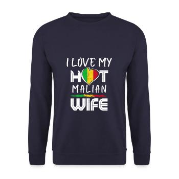Funny I Love My Hot Malian Wife Husband - Unisex Sweatshirt - navy - Front - Alina (178cm) & Michal (187cm)