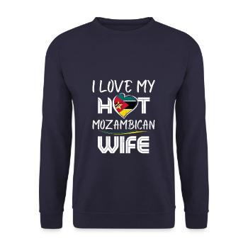 Funny I Love My Hot Mozambican Wife Husband - Unisex Sweatshirt - navy - Front - Alina (178cm) & Michal (187cm)