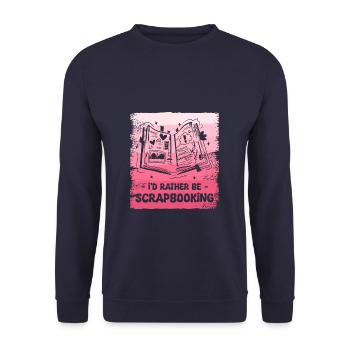 Ich wäre lieber Scrapbooking Scrapbook Crafter - Unisex Pullover - Navy - Vorne - Alina (178cm) & Michal (187cm)