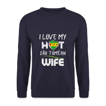 C’est drôle j’aime mon mari chaud de São Toméan - Sweat-shirt Unisexe - marine - Devant - Alina (178cm) & Michal (187cm)