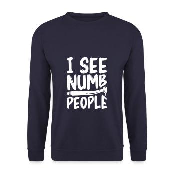 Je vois des gens engourdis Dentiste Halloween Dentisterie - Sweat-shirt Unisexe - marine - Devant - Alina (178cm) & Michal (187cm)
