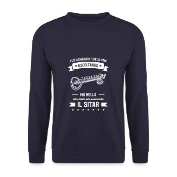 Ma Nella Mia Testa Sto Suorando Il Sitar - Unisex Sweatshirt - navy - Front - Alina (178cm) & Michal (187cm)