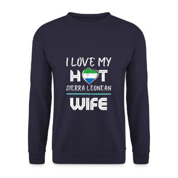 Funny I Love My Hot Sierra Leonean Wife Husband - Unisex Sweatshirt - navy - Front - Alina (178cm) & Michal (187cm)