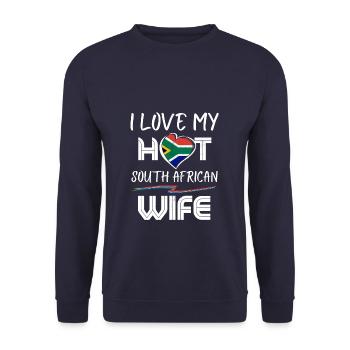 Funny I Love My Hot South African Wife Husband - Unisex Pullover - Navy - Vorne - Alina (178cm) & Michal (187cm)