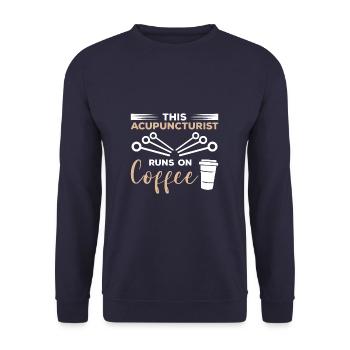This Acupuncturist Runs On Coffee Acupuncture - Unisex Sweatshirt - navy - Front - Alina (178cm) & Michal (187cm)