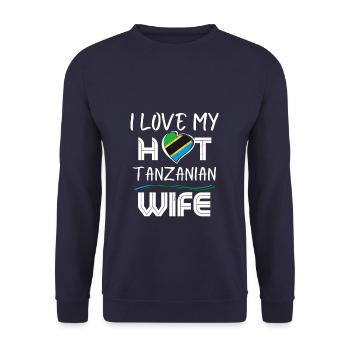Funny I Love My Hot Tanzanian Wife Husband - Unisex Sweatshirt - navy - Front - Alina (178cm) & Michal (187cm)
