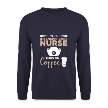 Diese Intensivkrankenschwester läuft auf der Kaffee-Intensivstation - Unisex Pullover - Navy - Vorne - Alina (178cm) & Michal (187cm)