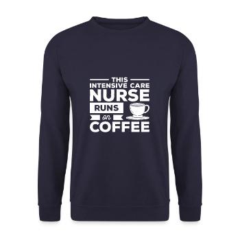 Diese Intensivkrankenschwester läuft auf der Kaffee-Intensivstation - Unisex Pullover - Navy - Vorne - Alina (178cm) & Michal (187cm)