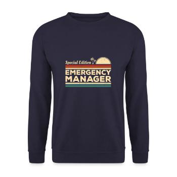 Vintage Emergency Manager - Unisex Sweatshirt - navy - Front - Alina (178cm) & Michal (187cm)