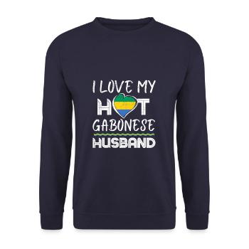 Drôle de mari gabonais Fière épouse - Sweat-shirt Unisexe - marine - Devant - Alina (178cm) & Michal (187cm)