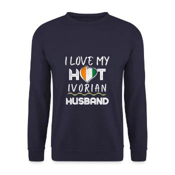 Funny Ivorian Husband Proud Wife - Unisex Sweatshirt - navy - Front - Alina (178cm) & Michal (187cm)