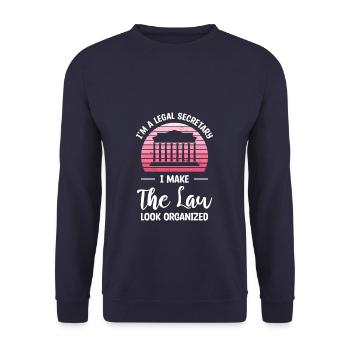 Je suis un secrétaire juridique Je fais paraître la loi - Sweat-shirt Unisexe - marine - Devant - Alina (178cm) & Michal (187cm)