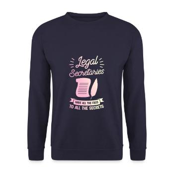Rechtsanwaltssekretäre haben alle Akten zu allen - Unisex Pullover - Navy - Vorne - Alina (178cm) & Michal (187cm)