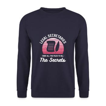 Rechtsanwaltssekretäre haben alle Akten zu allen - Unisex Pullover - Navy - Vorne - Alina (178cm) & Michal (187cm)