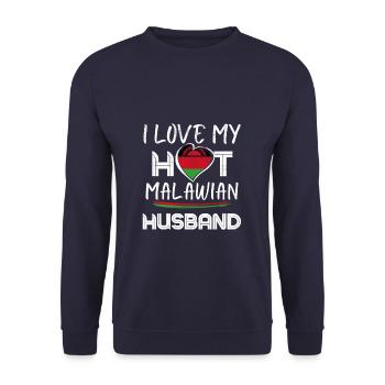 Funny Malawian Husband Proud Wife - Unisex Sweatshirt - navy - Front - Alina (178cm) & Michal (187cm)