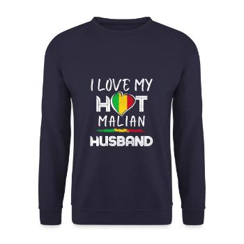 Funny Malian Husband Proud Wife - Unisex Sweatshirt - navy - Front - Alina (178cm) & Michal (187cm)