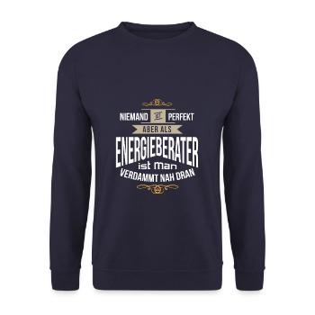 Energieberater Energieexperte Energieerzeugung - Unisex Pullover - Navy - Vorne - Alina (178cm) & Michal (187cm)
