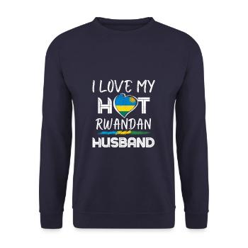 Rwandnan Husband Proud Wife - Unisex Pullover - Navy - Vorne - Alina (178cm) & Michal (187cm)