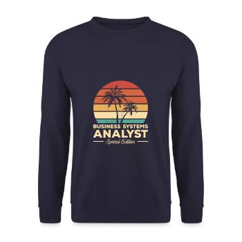 Vintage Business Systems Analyst - Unisex Sweatshirt - navy - Front - Alina (178cm) & Michal (187cm)