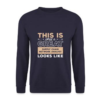 This Is What A Great Supply Chain Network Analyst - Unisex Sweatshirt - navy - Front - Alina (178cm) & Michal (187cm)