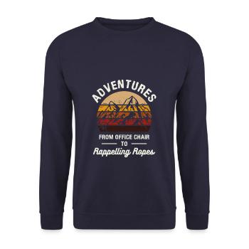 Adventures From Office Chair To Rappelling Ropes - Unisex Sweatshirt - navy - Front - Alina (178cm) & Michal (187cm)