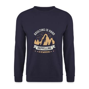 Adulting Is Hard Rappelling Is Rewarding - Unisex Sweatshirt - navy - Front - Alina (178cm) & Michal (187cm)