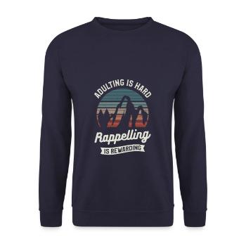 Adulting Is Hard Rappelling Is Rewarding - Unisex Sweatshirt - navy - Front - Alina (178cm) & Michal (187cm)