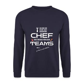 Lustiges Chef Vorgesetzter Abteilung Team Geschenk - Unisex Pullover - Navy - Vorne - Alina (178cm) & Michal (187cm)
