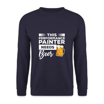 Dieser Performance-Maler braucht Bier - Unisex Pullover - Navy - Vorne - Alina (178cm) & Michal (187cm)