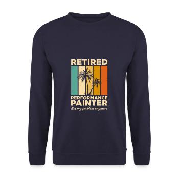 Performance Painter im Ruhestand ist nicht mehr mein Problem - Unisex Pullover - Navy - Vorne - Alina (178cm) & Michal (187cm)
