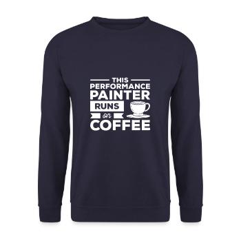 Deze Performance Painter draait op koffie - Uniseks sweater - navy - Voor - Alina (178cm) & Michal (187cm)