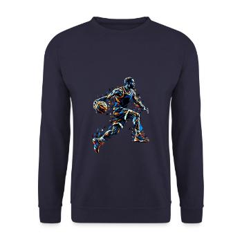 Polygon Art Basketball Player Basketballer - Unisex Sweatshirt - navy - Front - Alina (178cm) & Michal (187cm)