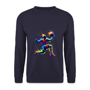 Colorful Splash Art Basketball Player Basketballer - Unisex Sweatshirt - navy - Front - Alina (178cm) & Michal (187cm)