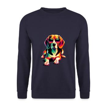 Colorful Pop Art Sunglasses Beagle Dog Beagles - Unisex Sweatshirt - navy - Front - Alina (178cm) & Michal (187cm)