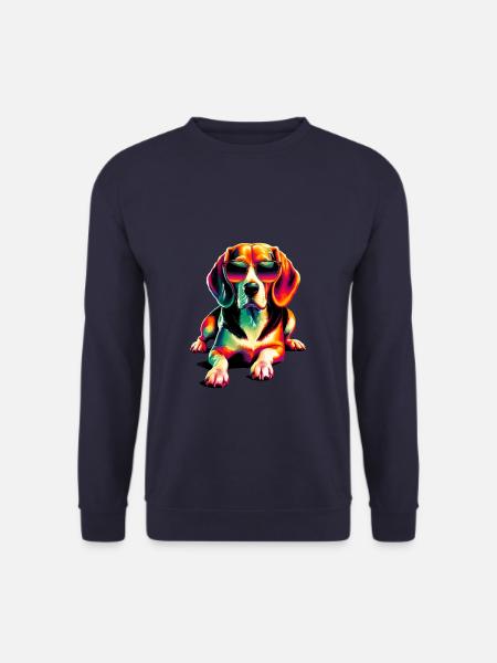 Bunte Pop Art Sonnenbrille Beagle Hund Beagles - Unisex Pullover - Navy