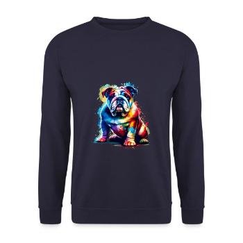 Splash Art coloré bouledogue bouledogues anglais - Sweat-shirt Unisexe - marine - Devant - Alina (178cm) & Michal (187cm)