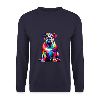 Bouledogue Pop Art coloré bouledogues anglais - Sweat-shirt Unisexe - marine - Devant - Alina (178cm) & Michal (187cm)
