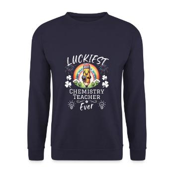 Luckiest Chemistry Teacher School - Unisex Sweatshirt - navy - Front - Alina (178cm) & Michal (187cm)