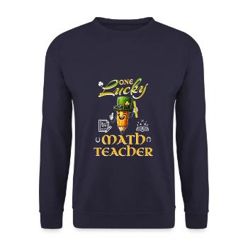 One Lucky Math Teacher - Unisex Pullover - Navy - Vorne - Alina (178cm) & Michal (187cm)