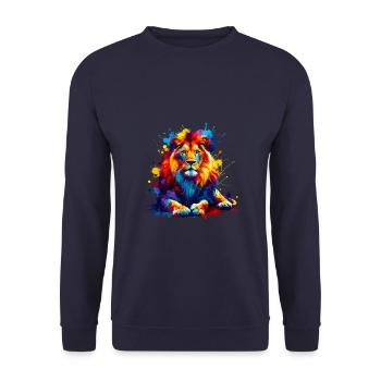Splash Art Lions Wildlife Safari Zoo Africa Lion - Unisex Sweatshirt - navy - Front - Alina (178cm) & Michal (187cm)