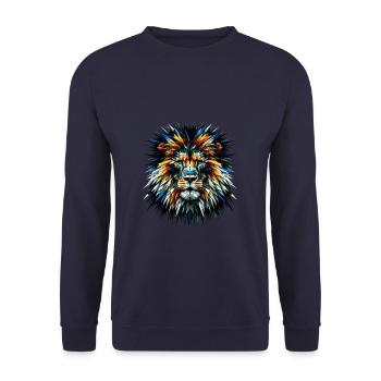 Polygon Art Lions Wildlife Safari Zoo Lion d’Afrique - Sweat-shirt Unisexe - marine - Devant - Alina (178cm) & Michal (187cm)