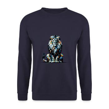 Polygon Art Lions Wildlife Safari Zoo Lion d’Afrique - Sweat-shirt Unisexe - marine - Devant - Alina (178cm) & Michal (187cm)