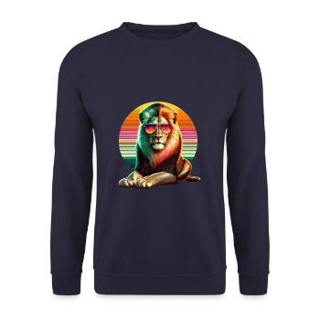 Pop Art Sunglasses Lions Wildlife Safari Zoo - Unisex Sweatshirt - navy - Front - Alina (178cm) & Michal (187cm)