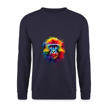 Bunte Splash Art Affe Liebhaber Affe Schimpanse - Unisex Pullover - Navy - Vorne - Alina (178cm) & Michal (187cm)