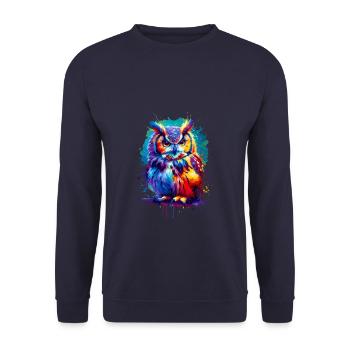 Colorful Splash Art Owl Bird Owlet Owls Lover - Unisex Sweatshirt - navy - Front - Alina (178cm) & Michal (187cm)