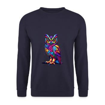 Colorful Pop Art Owl Bird Owlet Owls Lover - Unisex Sweatshirt - navy - Front - Alina (178cm) & Michal (187cm)