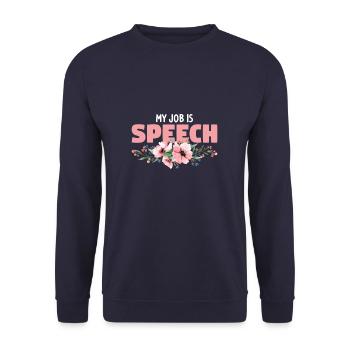 Mein Job ist Logopäde SLP - Unisex Pullover - Navy - Vorne - Alina (178cm) & Michal (187cm)