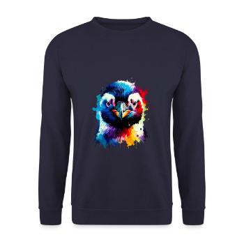 Splash Art coloré pingouin amant pingouins - Sweat-shirt Unisexe - marine - Devant - Alina (178cm) & Michal (187cm)